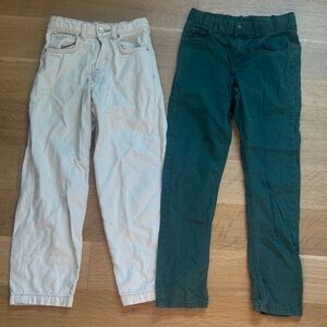 Zara Kids' Cream and Dark Green Jeans
